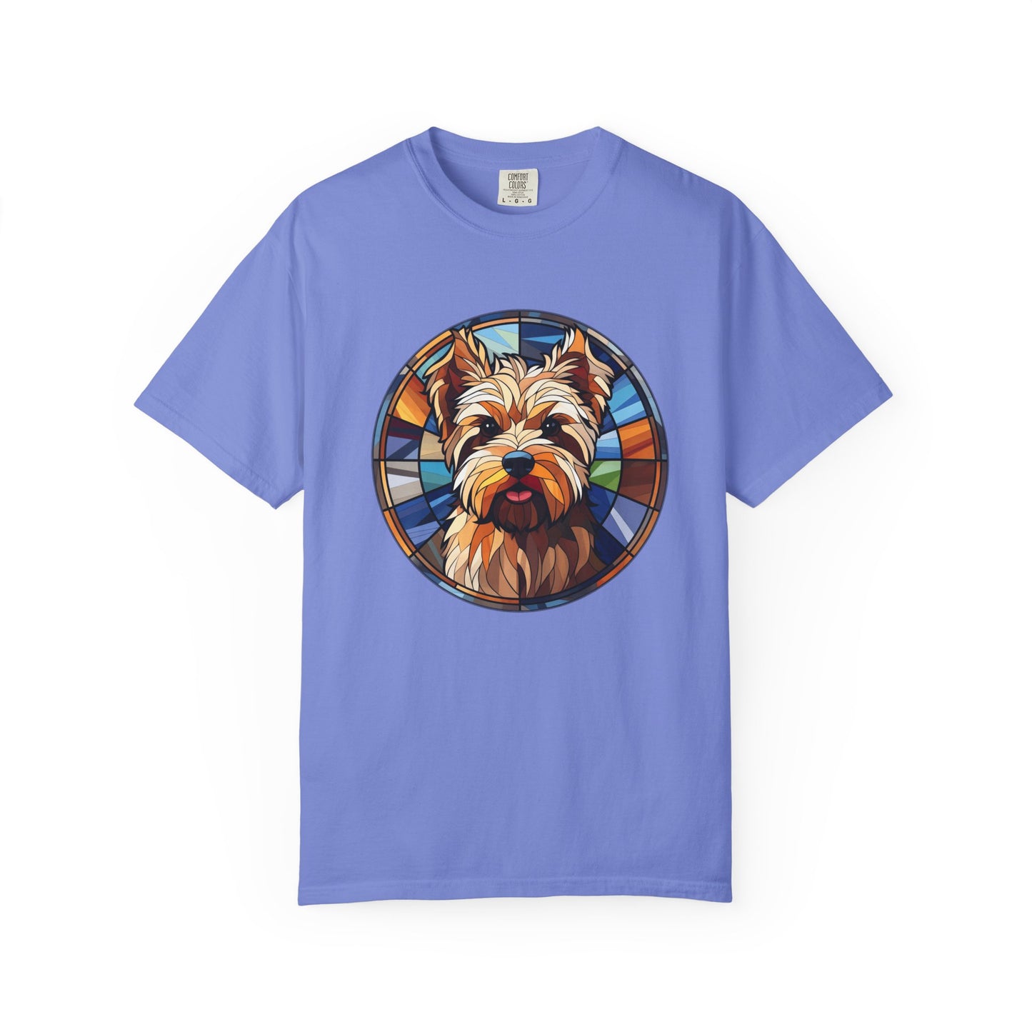 Dog Lover's Stained Glass T-Shirt, Unisex Terrier Tee, Animal Art Shirt, Gift for Dog Owners, Casual Wear, Biewer Terrier
