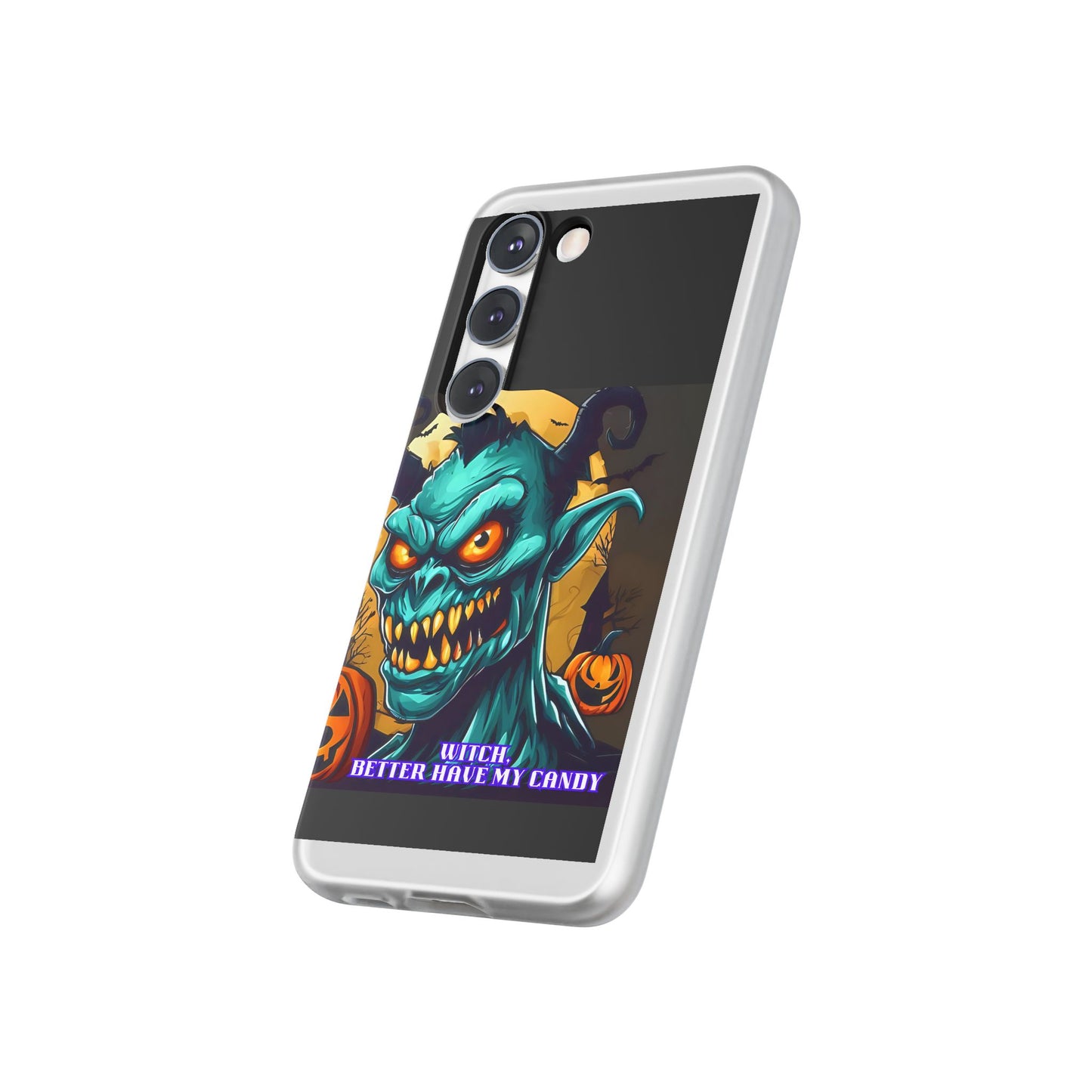 Halloween Monster Flexi Case - Fun Phone Cover, Witch Candy Design, Halloween Gift, Spooky Phone Accessory, Cute Monster Case