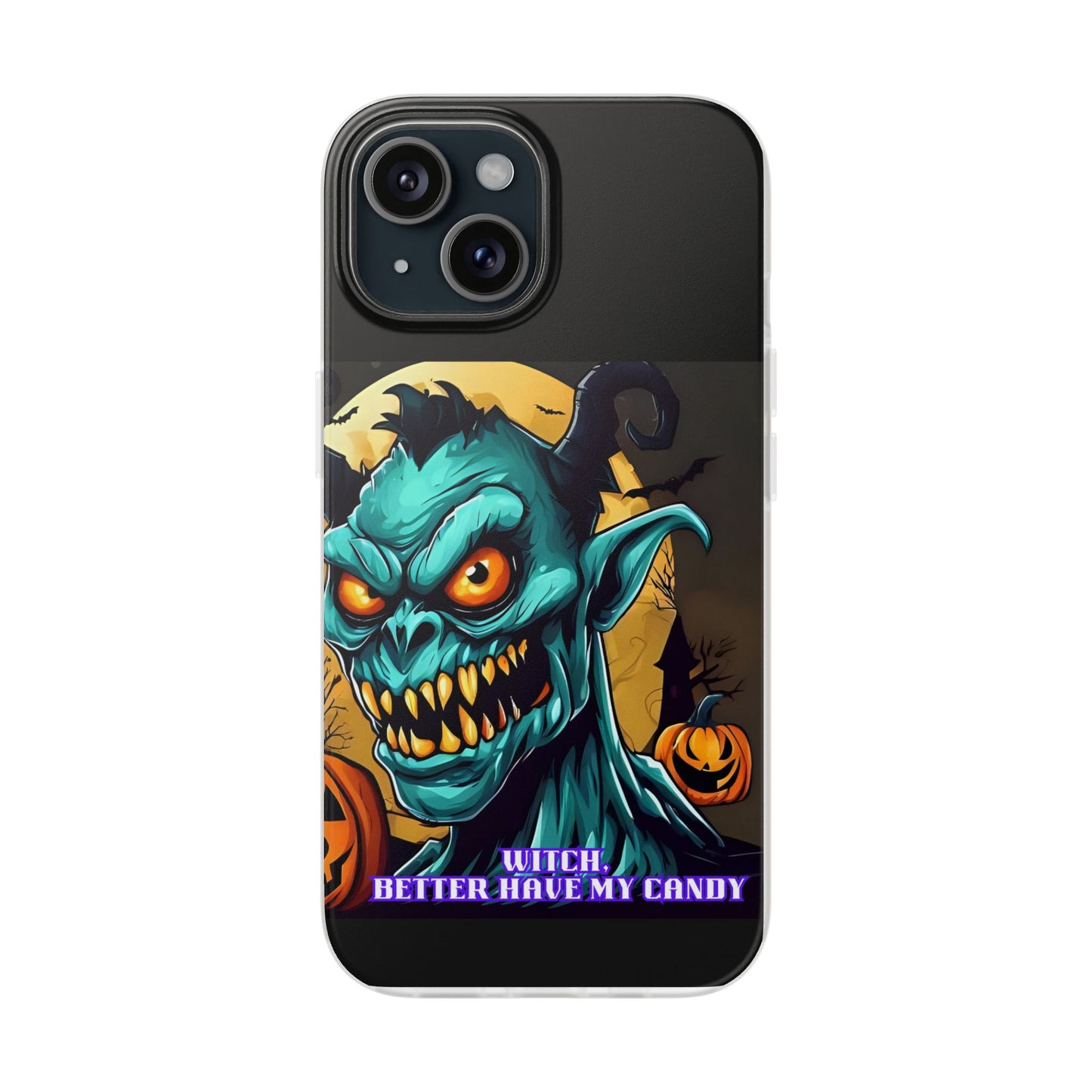 Halloween Monster Flexi Case - Fun Phone Cover, Witch Candy Design, Halloween Gift, Spooky Phone Accessory, Cute Monster Case