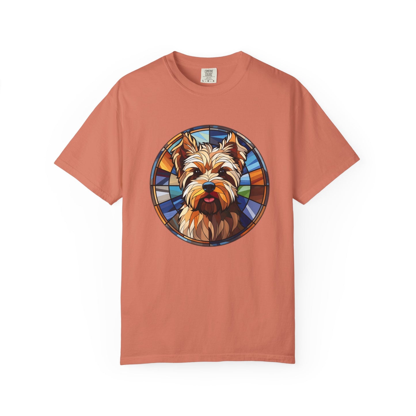 Dog Lover's Stained Glass T-Shirt, Unisex Terrier Tee, Animal Art Shirt, Gift for Dog Owners, Casual Wear, Biewer Terrier