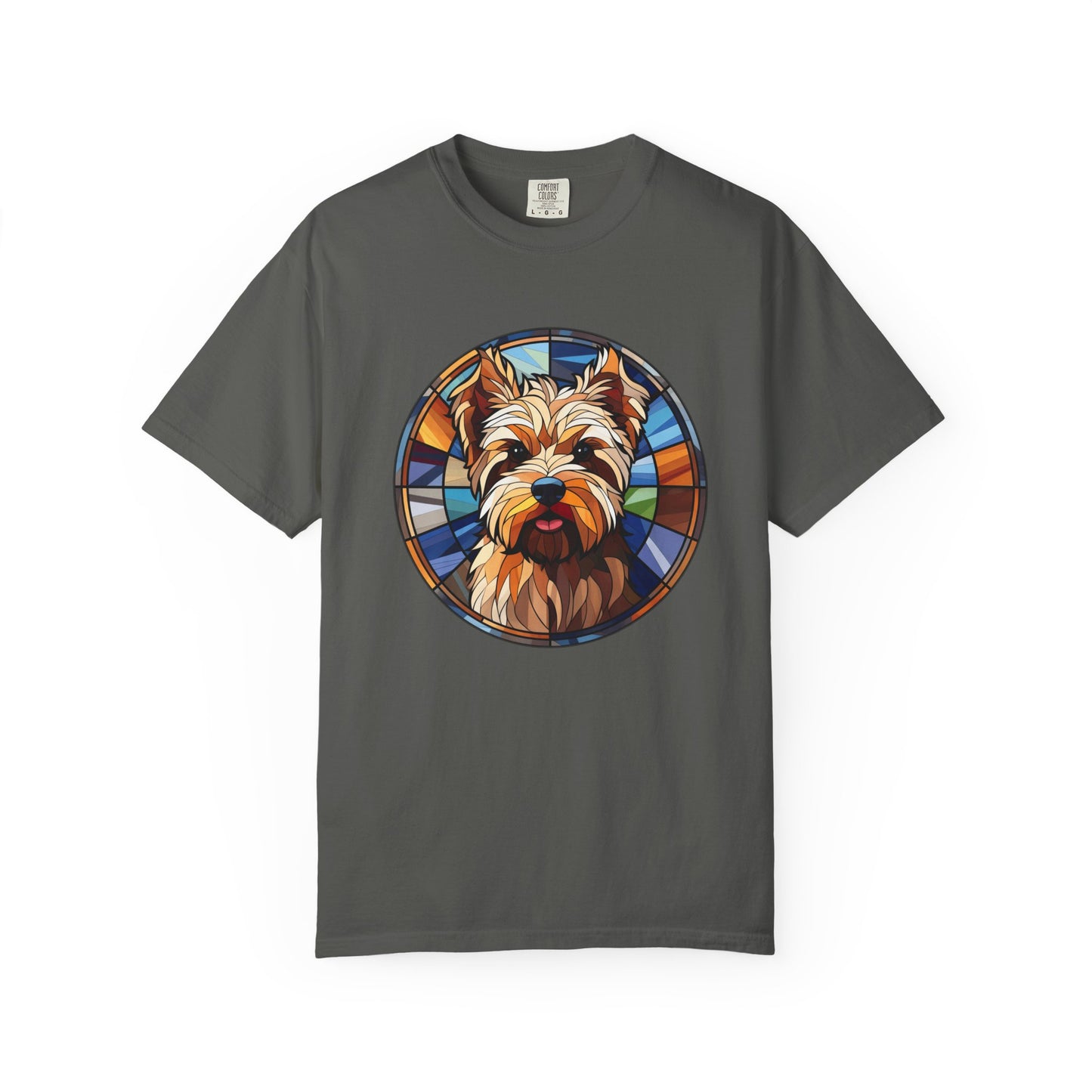 Dog Lover's Stained Glass T-Shirt, Unisex Terrier Tee, Animal Art Shirt, Gift for Dog Owners, Casual Wear, Biewer Terrier