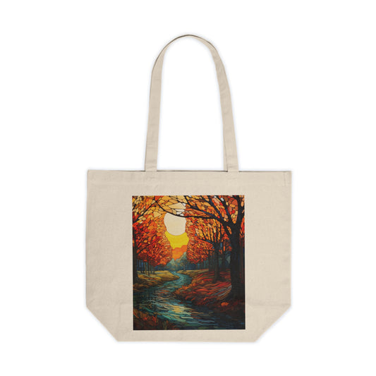 Autumn Scene Canvas Tote Bag, Fall Shopping Tote, Eco-Friendly Grocery Bag, Artistic Beach Bag, Gift for Nature Lovers, Shipped from Canada