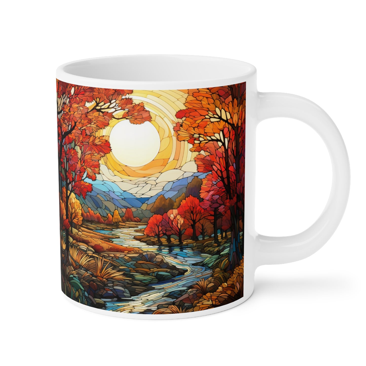 Cozy Fall Vibes, Coffee/Tea Lover Gift, Autumn Landscape Ceramic Mug - Warm Colours, Celebrate Christmas or Autumn Year Round, Printed & shipped from Canada