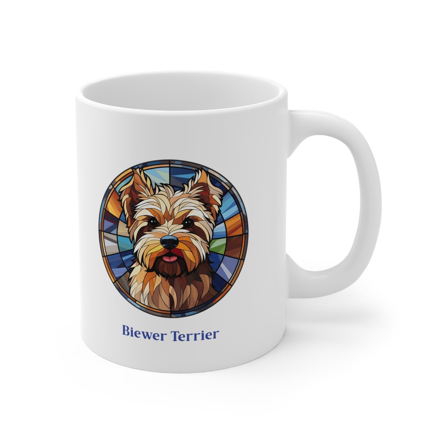 Stained Glass Terrier Mug | 11 oz. Ceramic Dog Lover Gift | Biewer Terrier Designs | Christmas Birthday Anytime Gift | Printed & Shipped from Canada