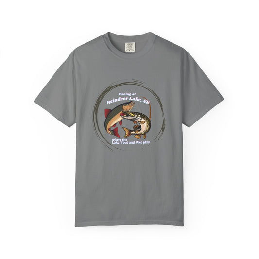 Reindeer Lake Fishing Adventure T-Shirt, Lake Trout and Pike Casual Wear, Outdoor Enthusiast Gift, Fishing Lover Apparel, Printed in Canada