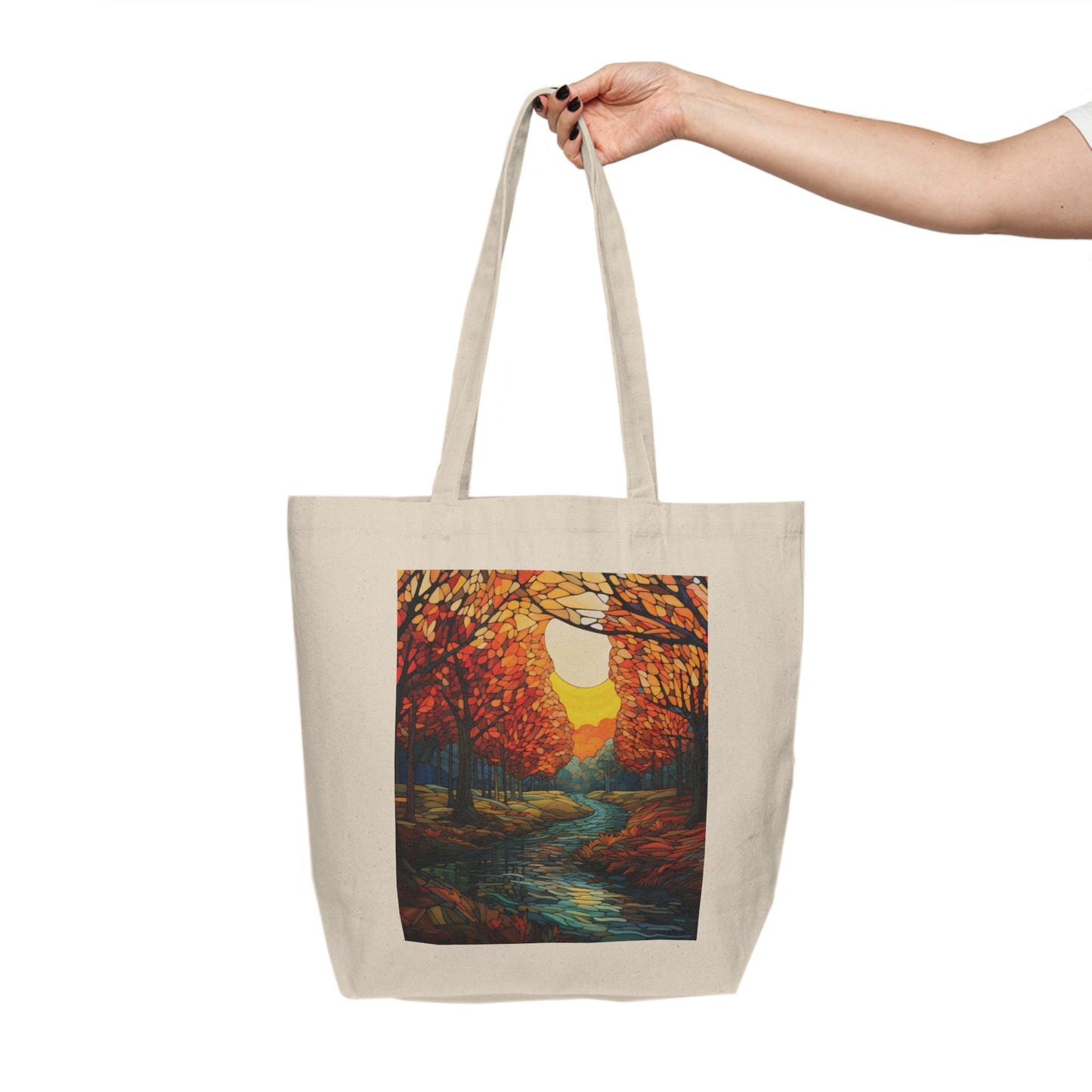 Autumn Scene Canvas Tote Bag, Fall Shopping Tote, Eco-Friendly Grocery Bag, Artistic Beach Bag, Gift for Nature Lovers, Shipped from Canada