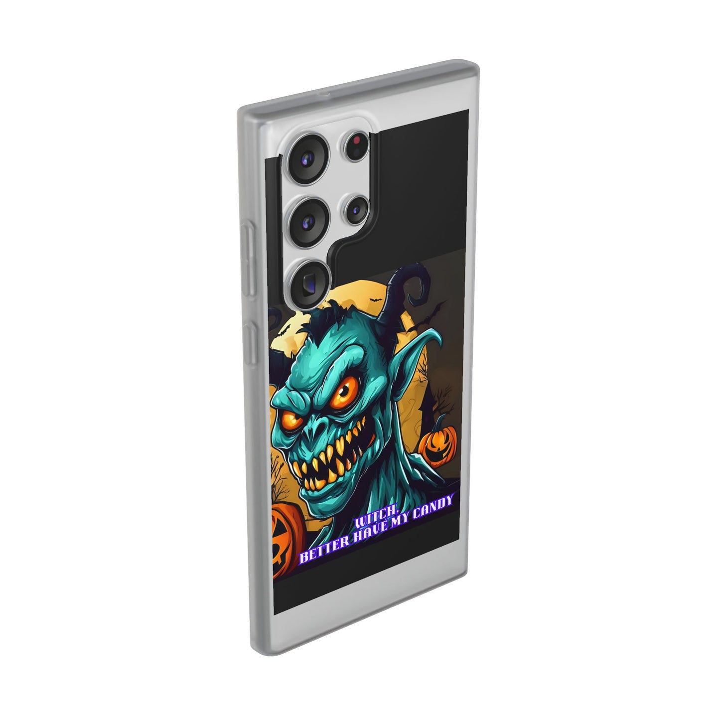 Halloween Monster Flexi Case - Fun Phone Cover, Witch Candy Design, Halloween Gift, Spooky Phone Accessory, Cute Monster Case