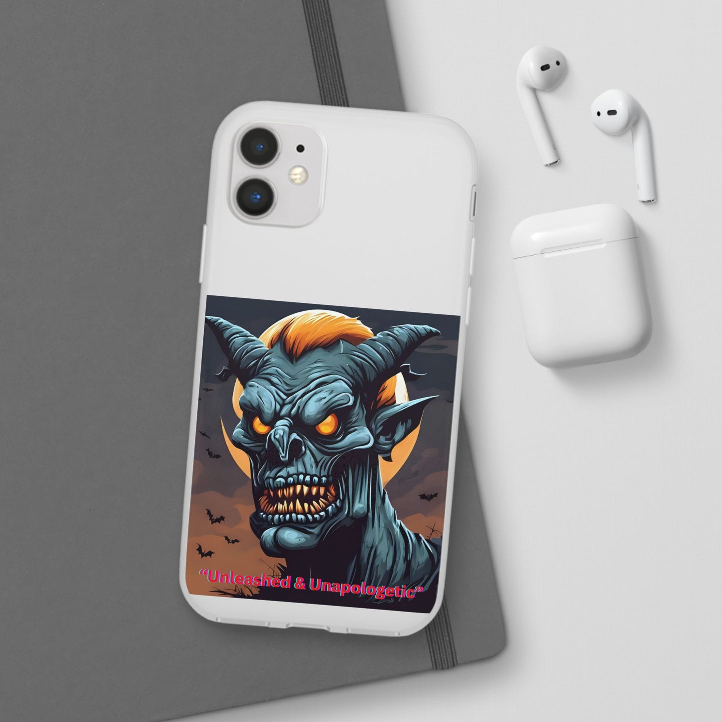 Scary Demon Art Flexi Case, Phone Cover for Halloween, Gift for Horror Lovers, Unapologetic Design, Trendy Cell Phone Protector