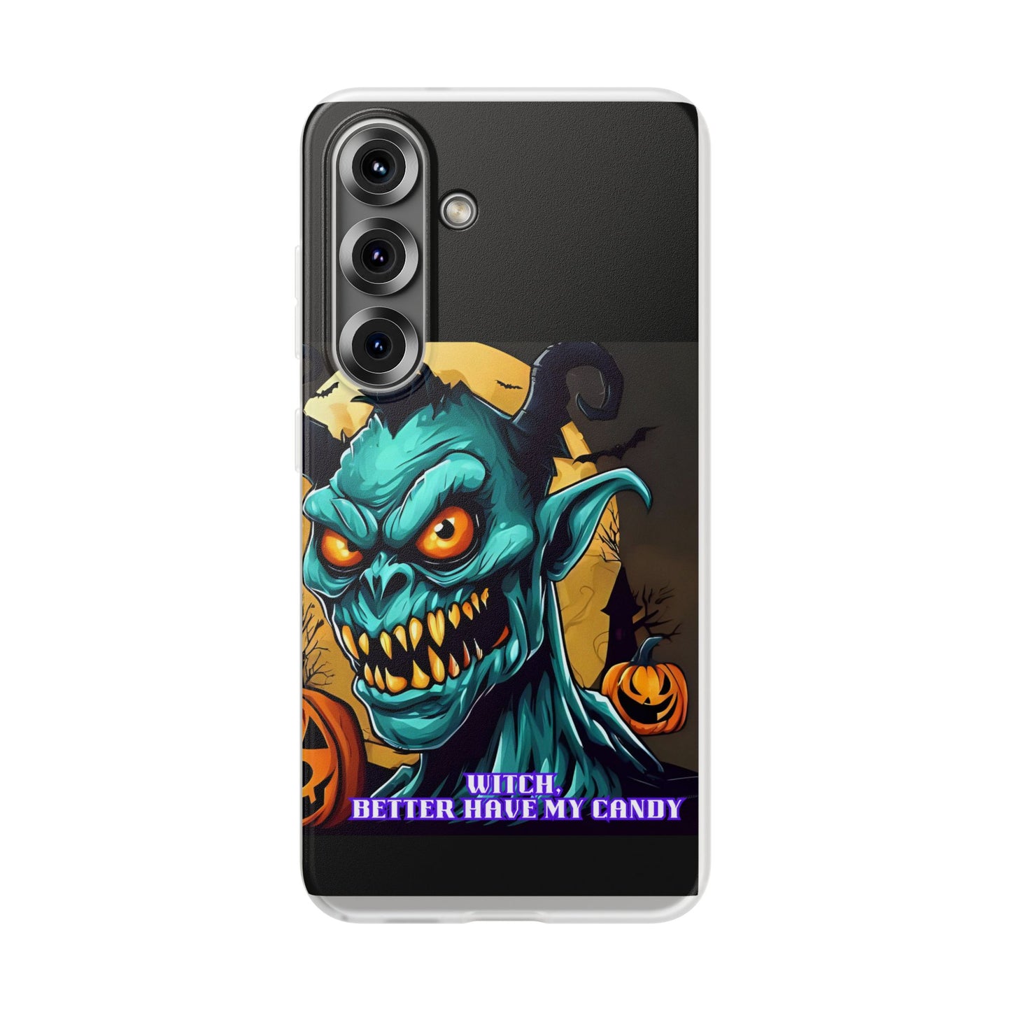 Halloween Monster Flexi Case - Fun Phone Cover, Witch Candy Design, Halloween Gift, Spooky Phone Accessory, Cute Monster Case