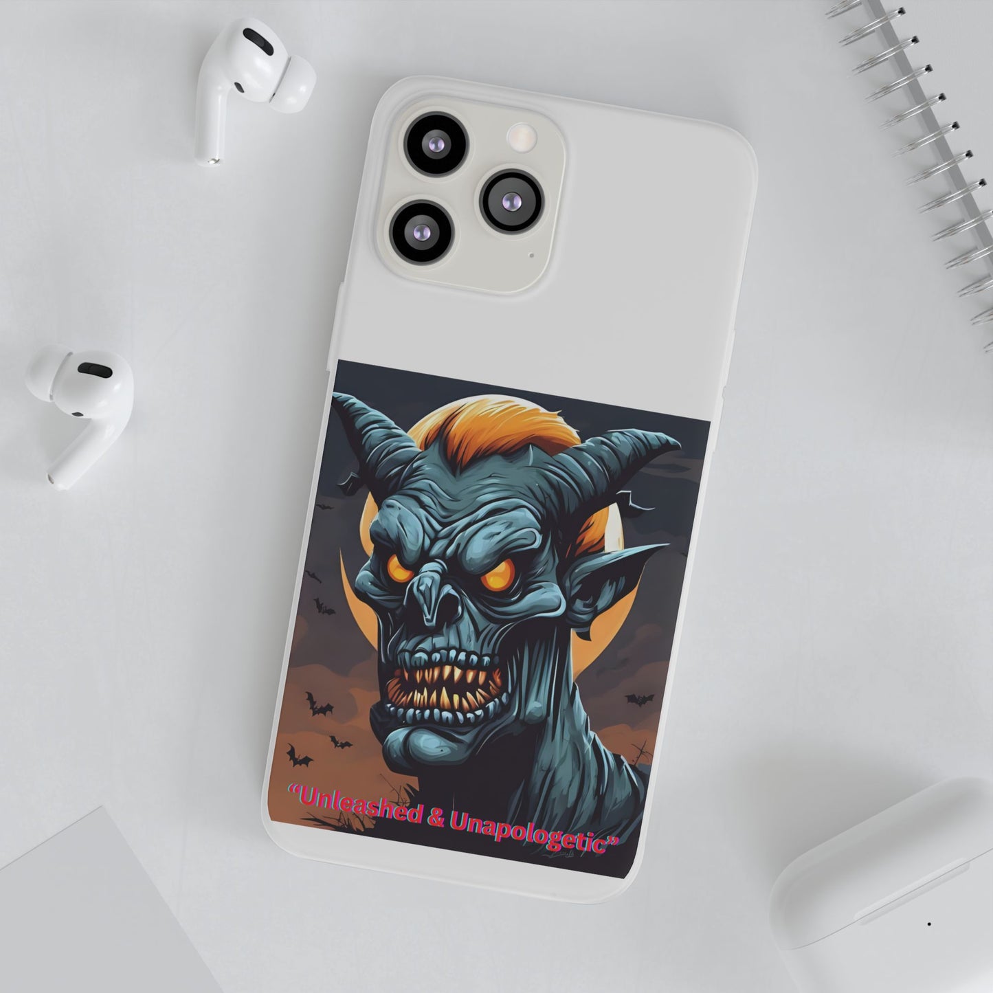 Scary Demon Art Flexi Case, Phone Cover for Halloween, Gift for Horror Lovers, Unapologetic Design, Trendy Cell Phone Protector