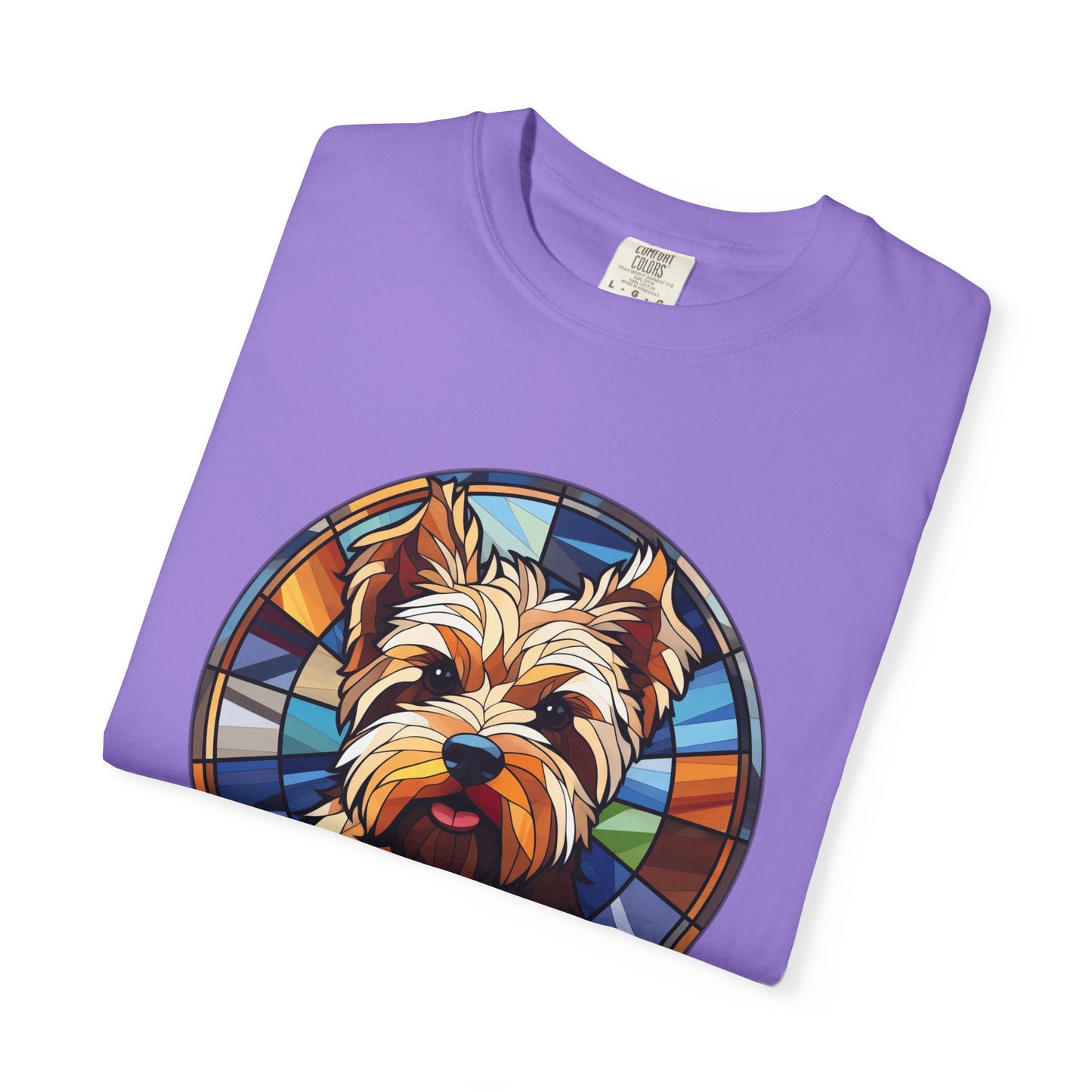 Dog Lover's Stained Glass T-Shirt, Unisex Terrier Tee, Animal Art Shirt, Gift for Dog Owners, Casual Wear, Biewer Terrier