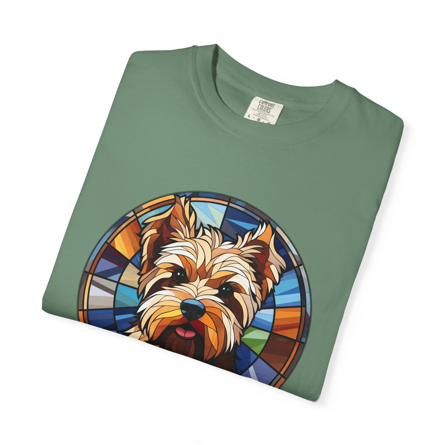 Dog Lover's Stained Glass T-Shirt, Unisex Terrier Tee, Animal Art Shirt, Gift for Dog Owners, Casual Wear, Biewer Terrier