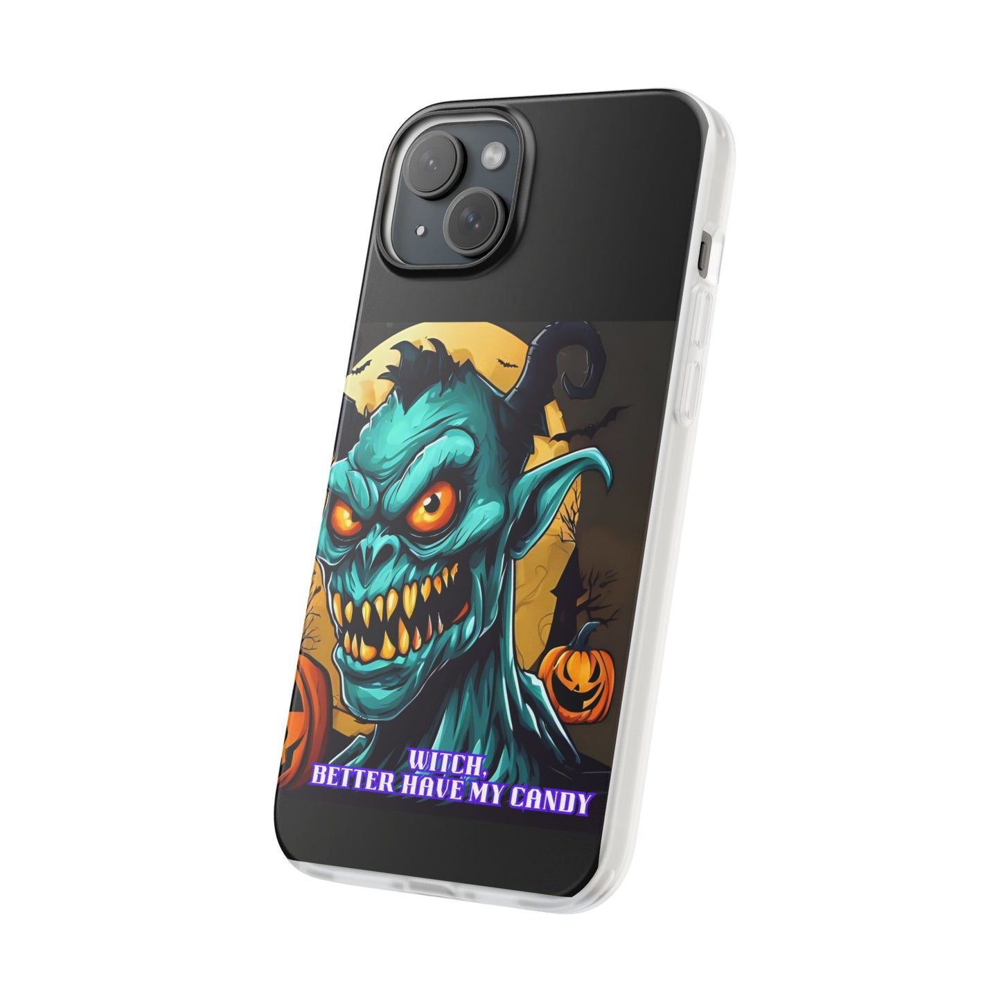 Halloween Monster Flexi Case - Fun Phone Cover, Witch Candy Design, Halloween Gift, Spooky Phone Accessory, Cute Monster Case