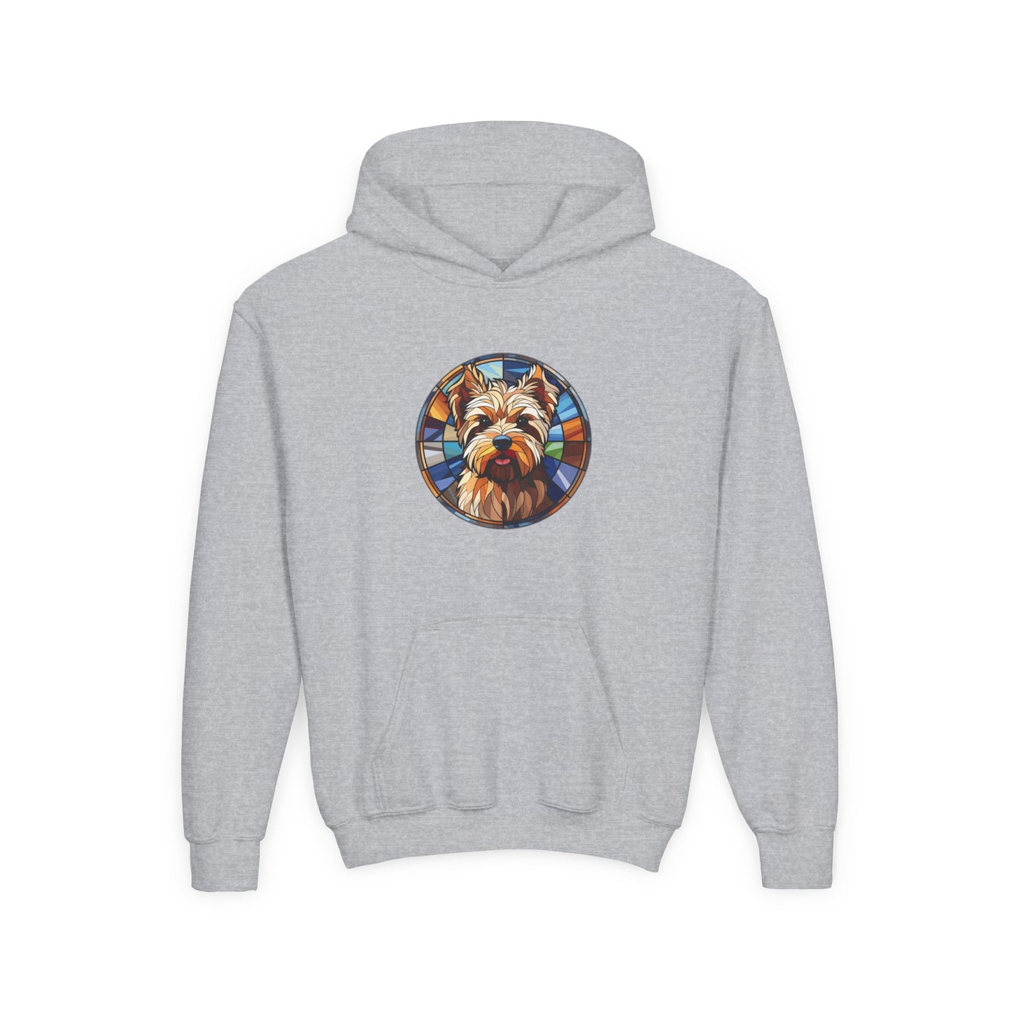Colorful Dog Portrait Youth Hoodie, Personalized Gifts, Pet Lover Apparel, Cozy Sweatshirt, Unique Dog Gifts