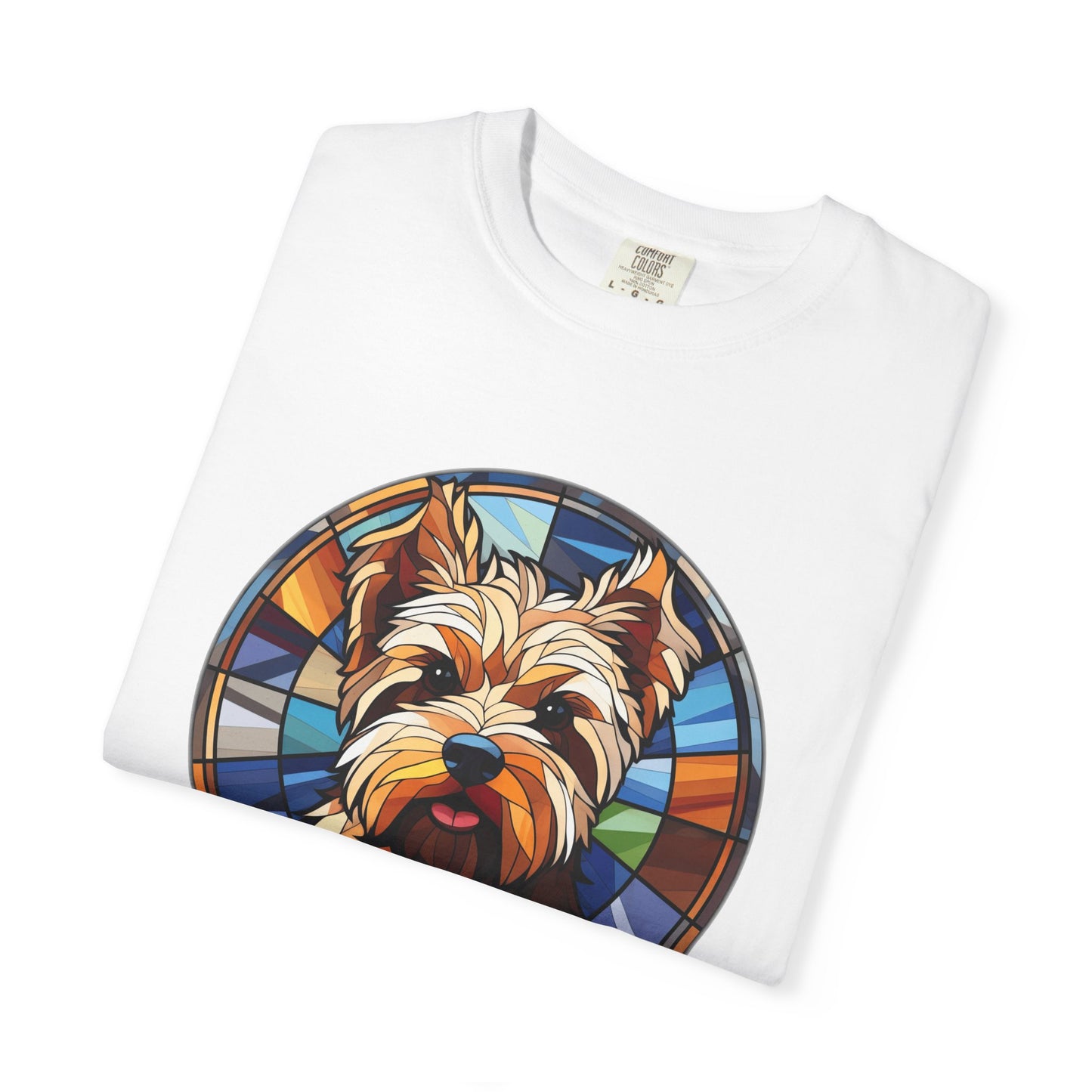 Dog Lover's Stained Glass T-Shirt, Unisex Terrier Tee, Animal Art Shirt, Gift for Dog Owners, Casual Wear, Biewer Terrier