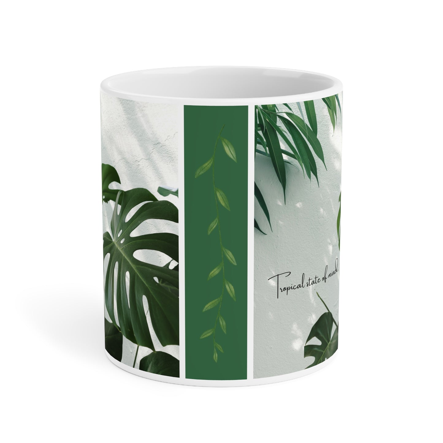 Tropical Leaves Ceramic Mug Housewarming Gift Coffee Lover Cup Gift for Plant Lover Greenery Decor Eco-Friendly Calming Green Plants
