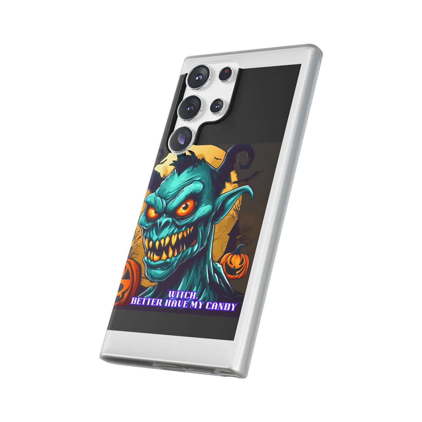 Halloween Monster Flexi Case - Fun Phone Cover, Witch Candy Design, Halloween Gift, Spooky Phone Accessory, Cute Monster Case