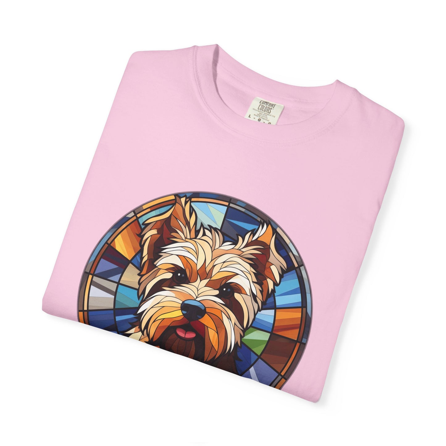 Dog Lover's Stained Glass T-Shirt, Unisex Terrier Tee, Animal Art Shirt, Gift for Dog Owners, Casual Wear, Biewer Terrier