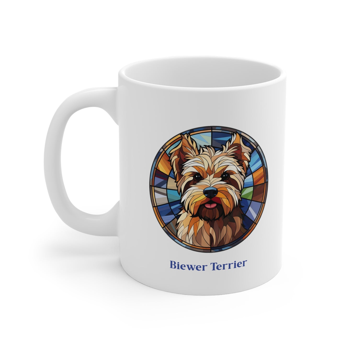 Stained Glass Terrier Mug | 11 oz. Ceramic Dog Lover Gift | Biewer Terrier Designs | Christmas Birthday Anytime Gift | Printed & Shipped from Canada