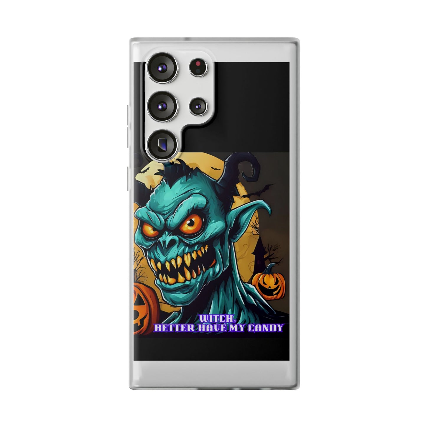 Halloween Monster Flexi Case - Fun Phone Cover, Witch Candy Design, Halloween Gift, Spooky Phone Accessory, Cute Monster Case