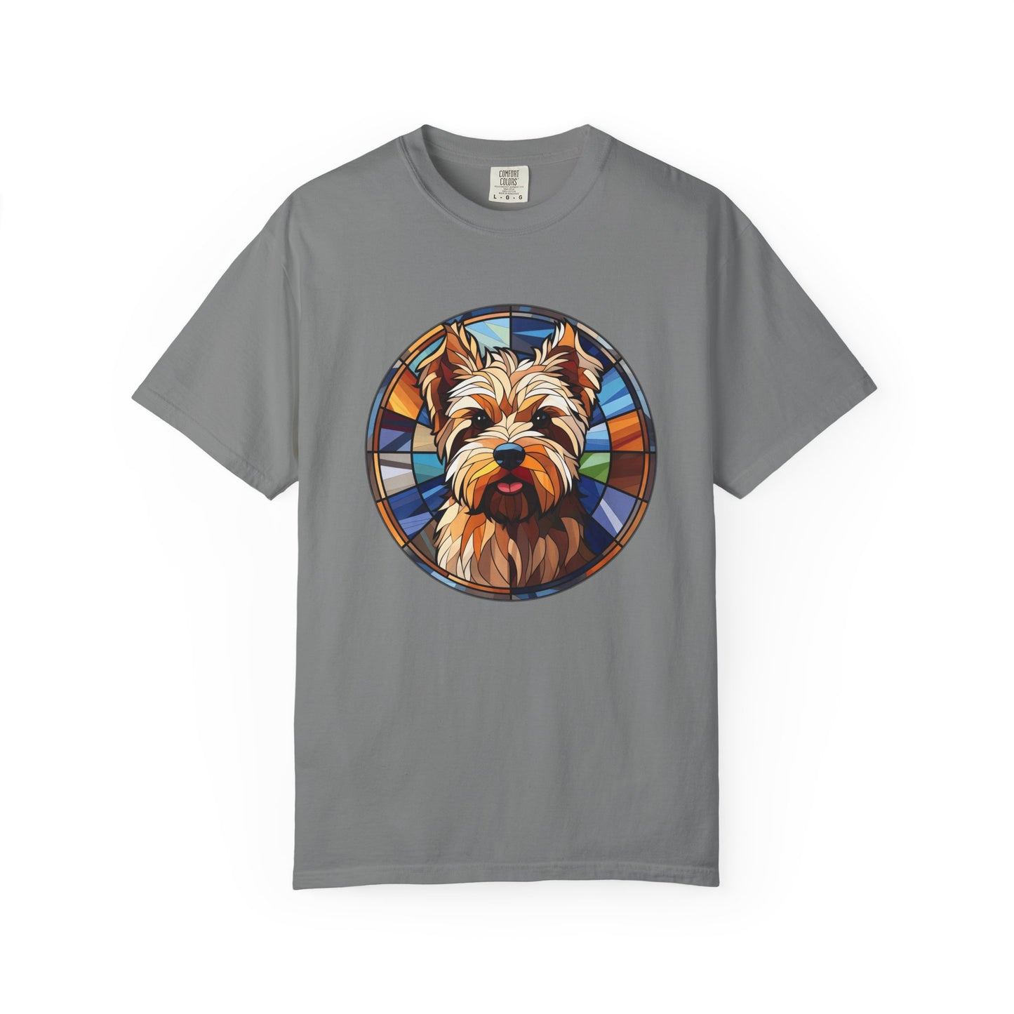 Dog Lover's Stained Glass T-Shirt, Unisex Terrier Tee, Animal Art Shirt, Gift for Dog Owners, Casual Wear, Biewer Terrier