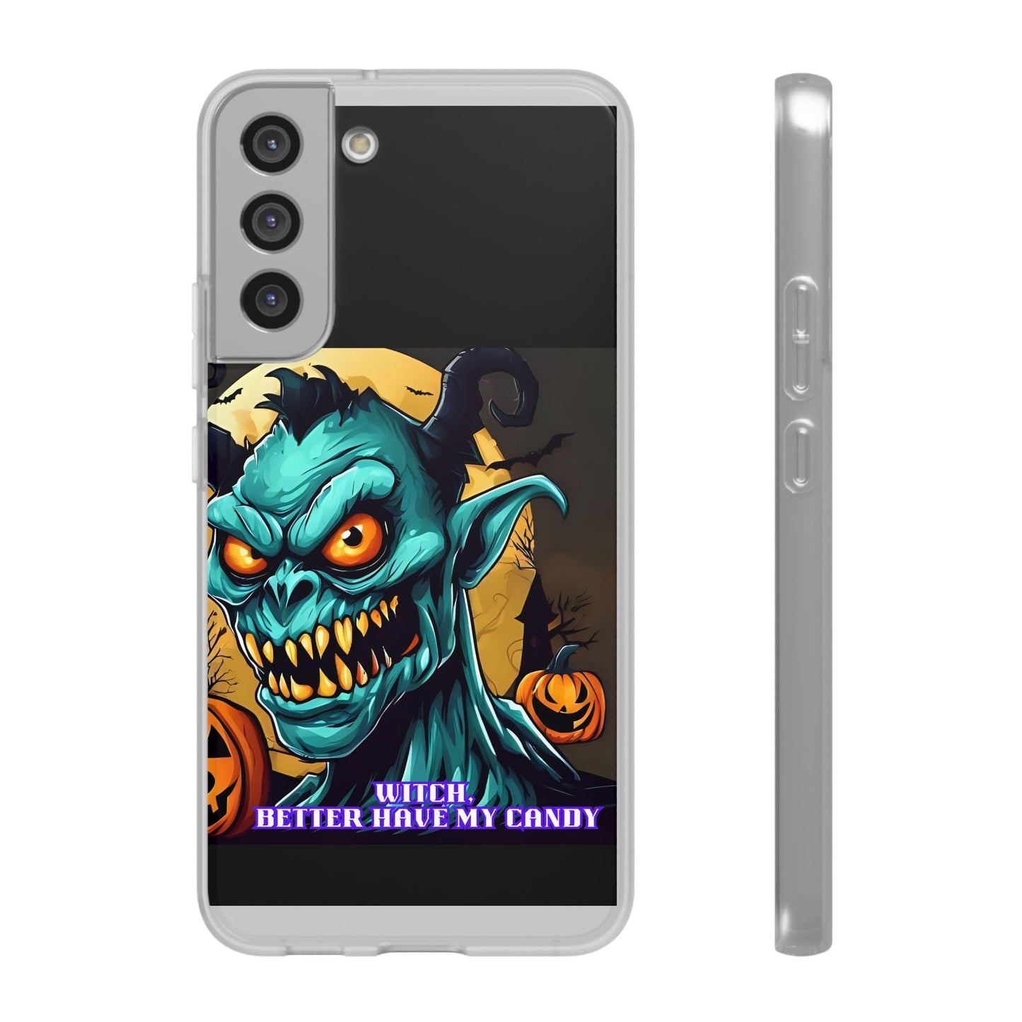Halloween Monster Flexi Case - Fun Phone Cover, Witch Candy Design, Halloween Gift, Spooky Phone Accessory, Cute Monster Case