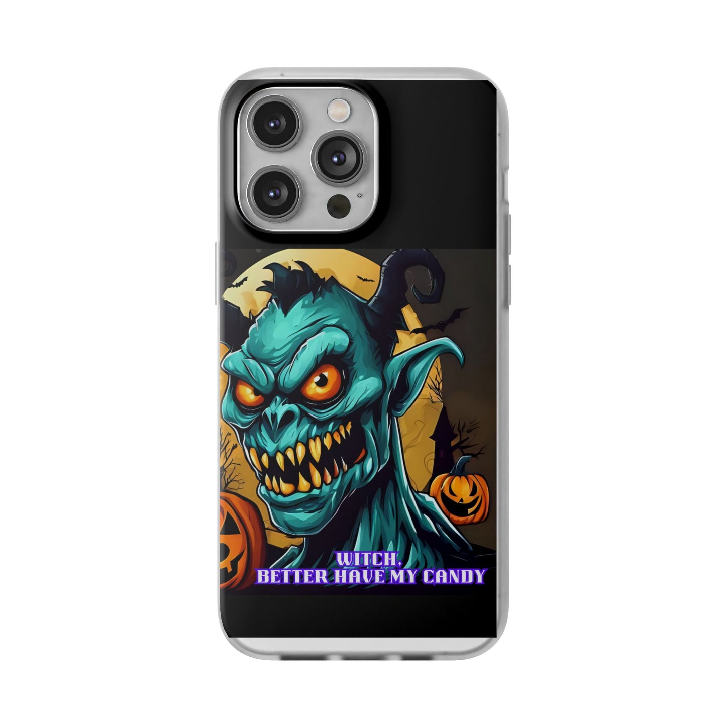 Halloween Monster Flexi Case - Fun Phone Cover, Witch Candy Design, Halloween Gift, Spooky Phone Accessory, Cute Monster Case