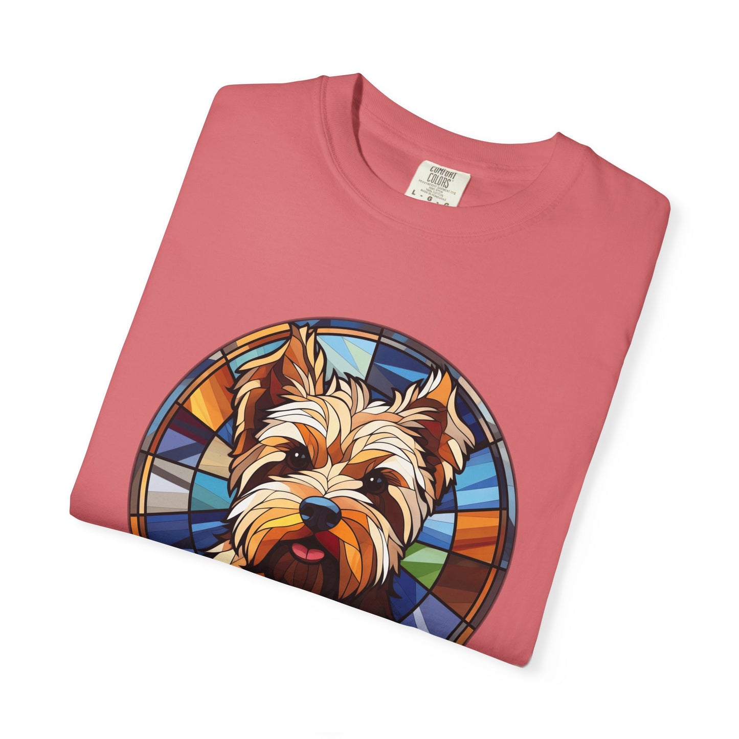 Dog Lover's Stained Glass T-Shirt, Unisex Terrier Tee, Animal Art Shirt, Gift for Dog Owners, Casual Wear, Biewer Terrier