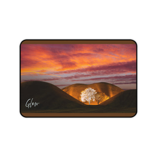 Serene Nature Desk Mat | Just Breathe | Home Office Decor, Gifts for Students, Eco-Friendly Workstation, Meditation Space, Nature's Glow Desert