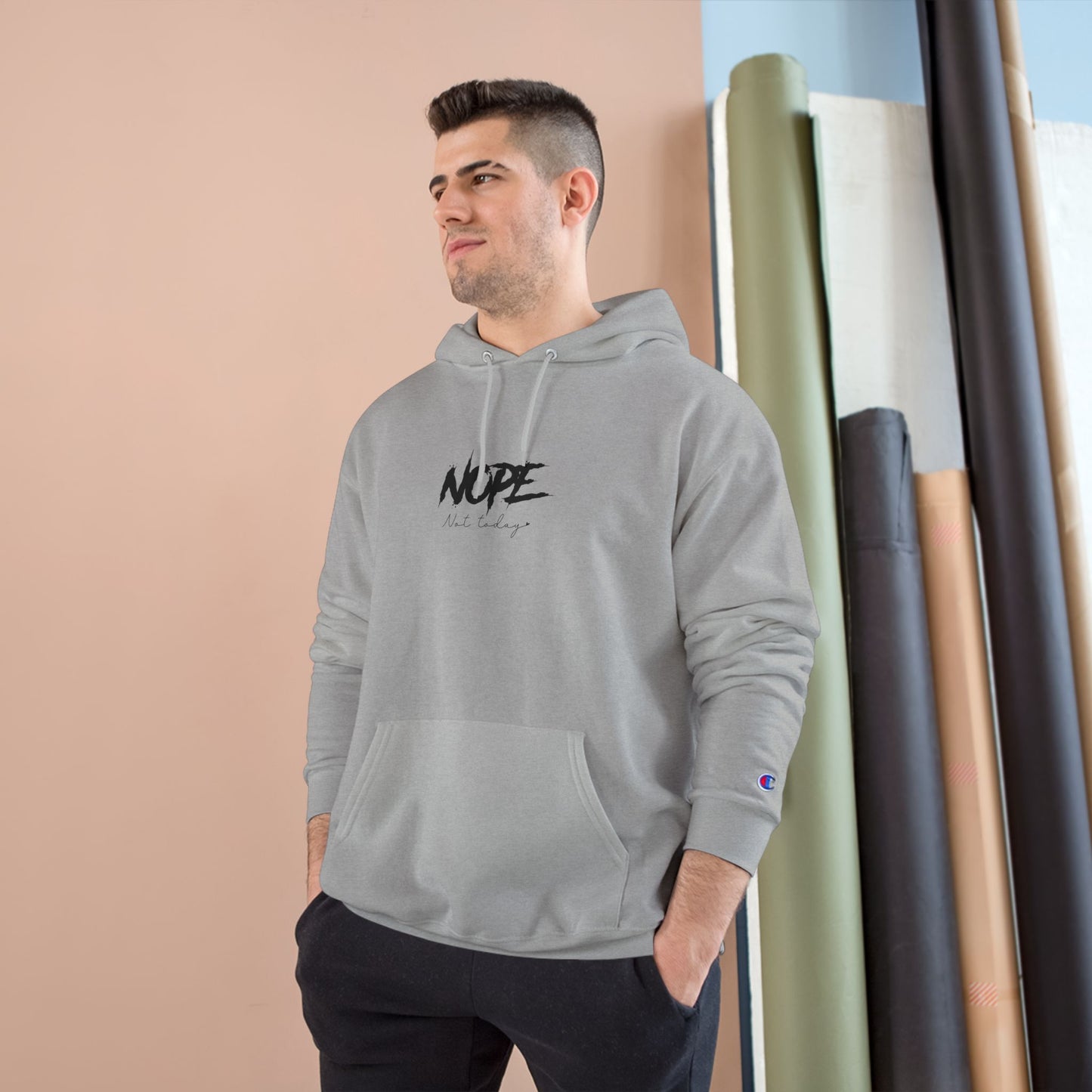 Stylish 'NOPE' Champion Hoodie, Trendy Sweatshirt for Casual Outfits, Perfect Gift for Friend, Birthday, Funny Clothing, Streetwear