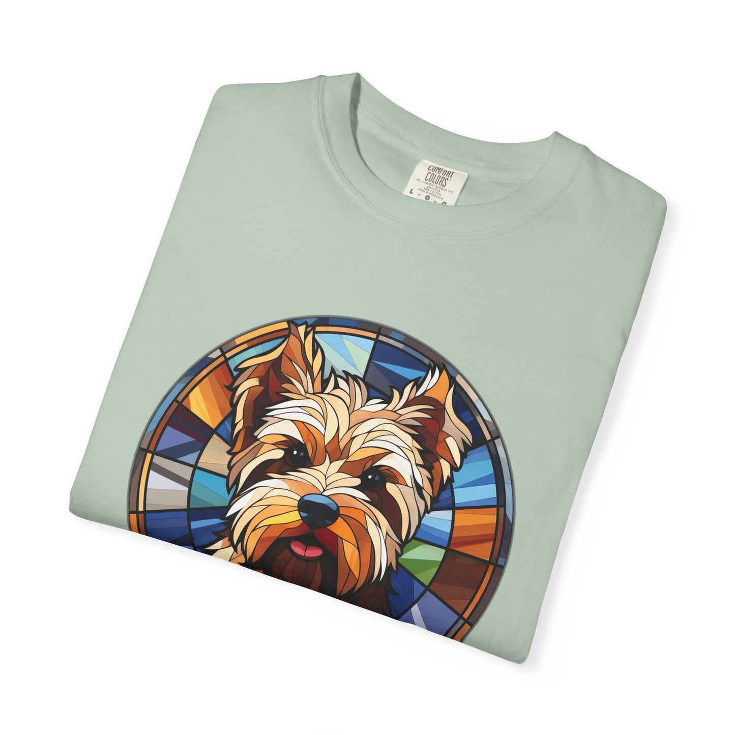 Dog Lover's Stained Glass T-Shirt, Unisex Terrier Tee, Animal Art Shirt, Gift for Dog Owners, Casual Wear, Biewer Terrier