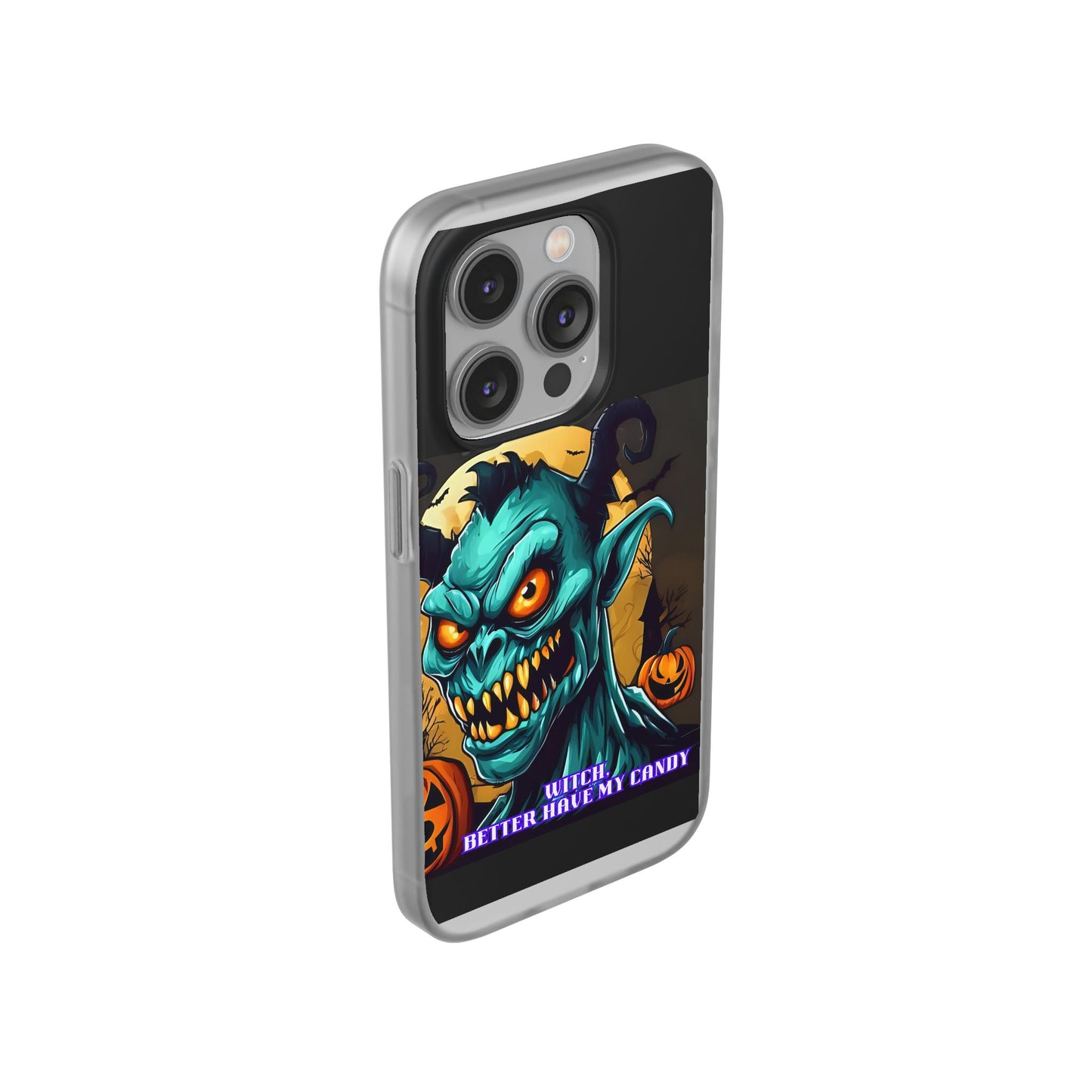 Halloween Monster Flexi Case - Fun Phone Cover, Witch Candy Design, Halloween Gift, Spooky Phone Accessory, Cute Monster Case