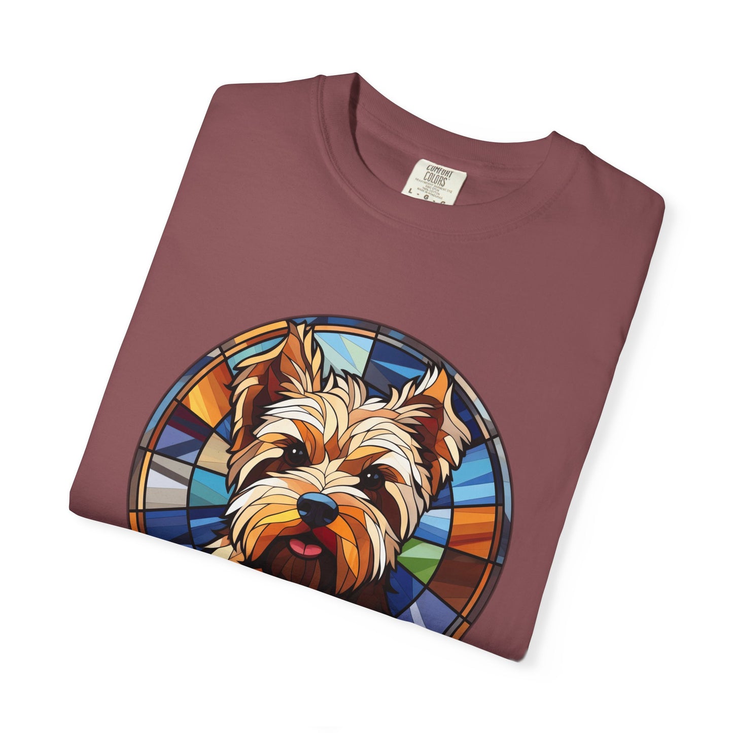 Dog Lover's Stained Glass T-Shirt, Unisex Terrier Tee, Animal Art Shirt, Gift for Dog Owners, Casual Wear, Biewer Terrier