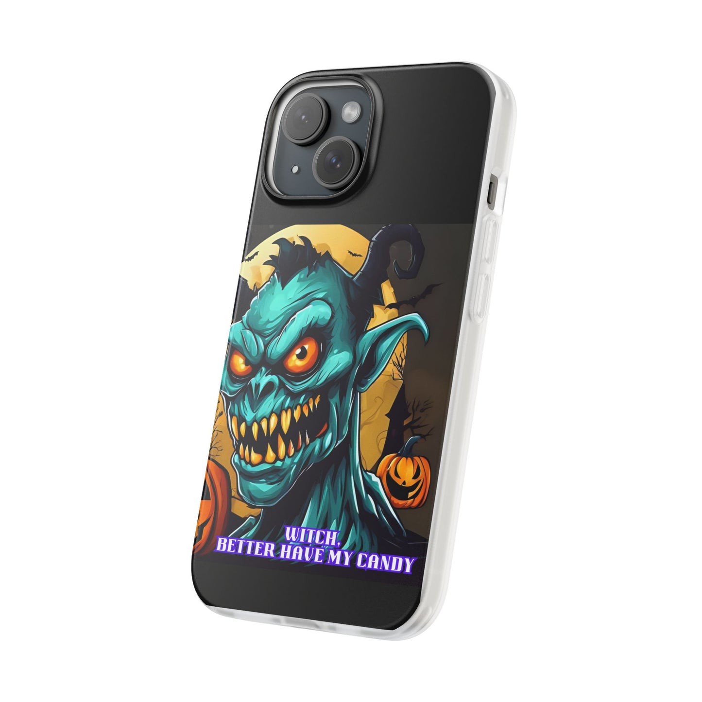 Halloween Monster Flexi Case - Fun Phone Cover, Witch Candy Design, Halloween Gift, Spooky Phone Accessory, Cute Monster Case