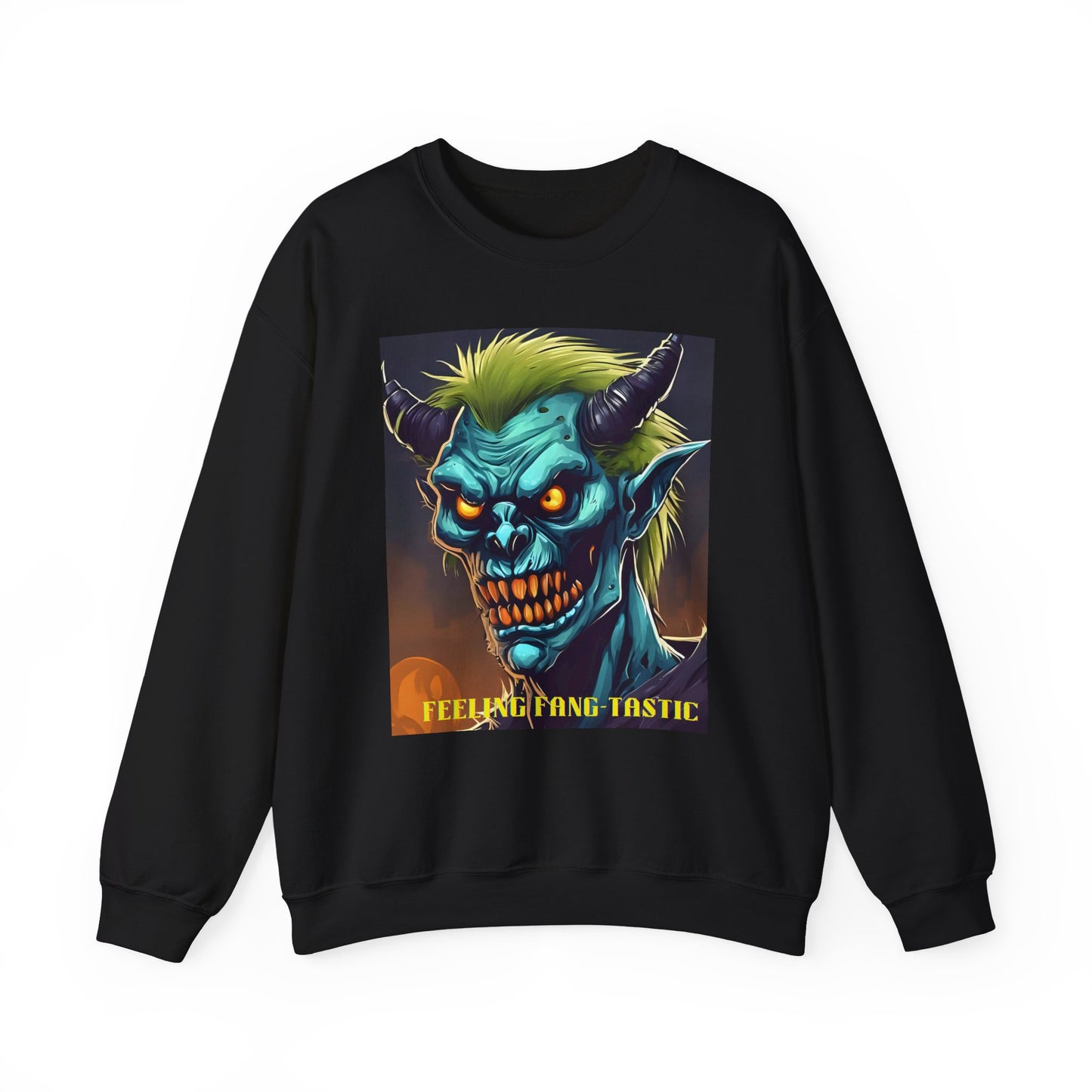 Feeling Fang-tastic Scary Sweatshirt - Crewneck - Stand out in the crowd -  Goulish Figure - Printed and shipped in Canada
