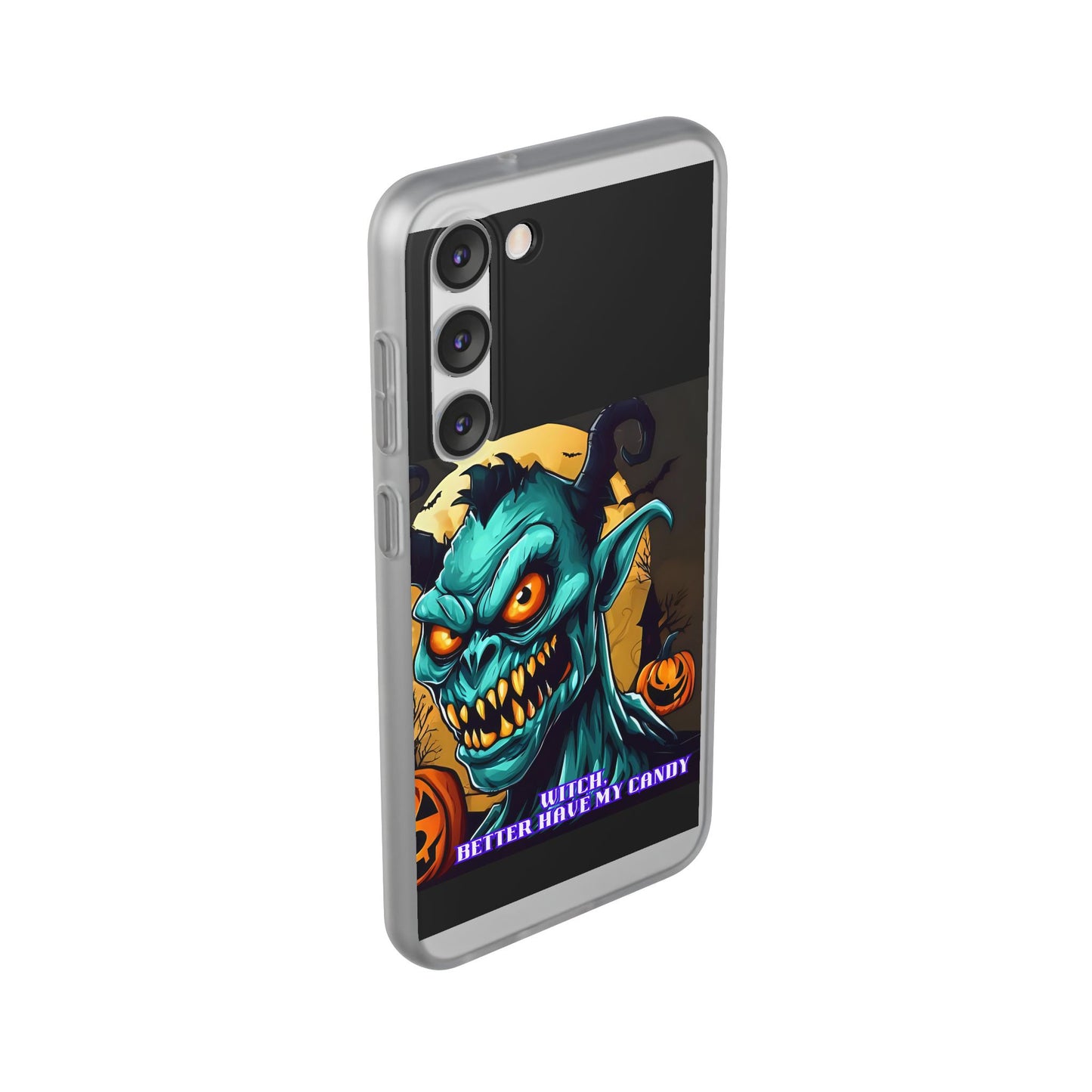 Halloween Monster Flexi Case - Fun Phone Cover, Witch Candy Design, Halloween Gift, Spooky Phone Accessory, Cute Monster Case
