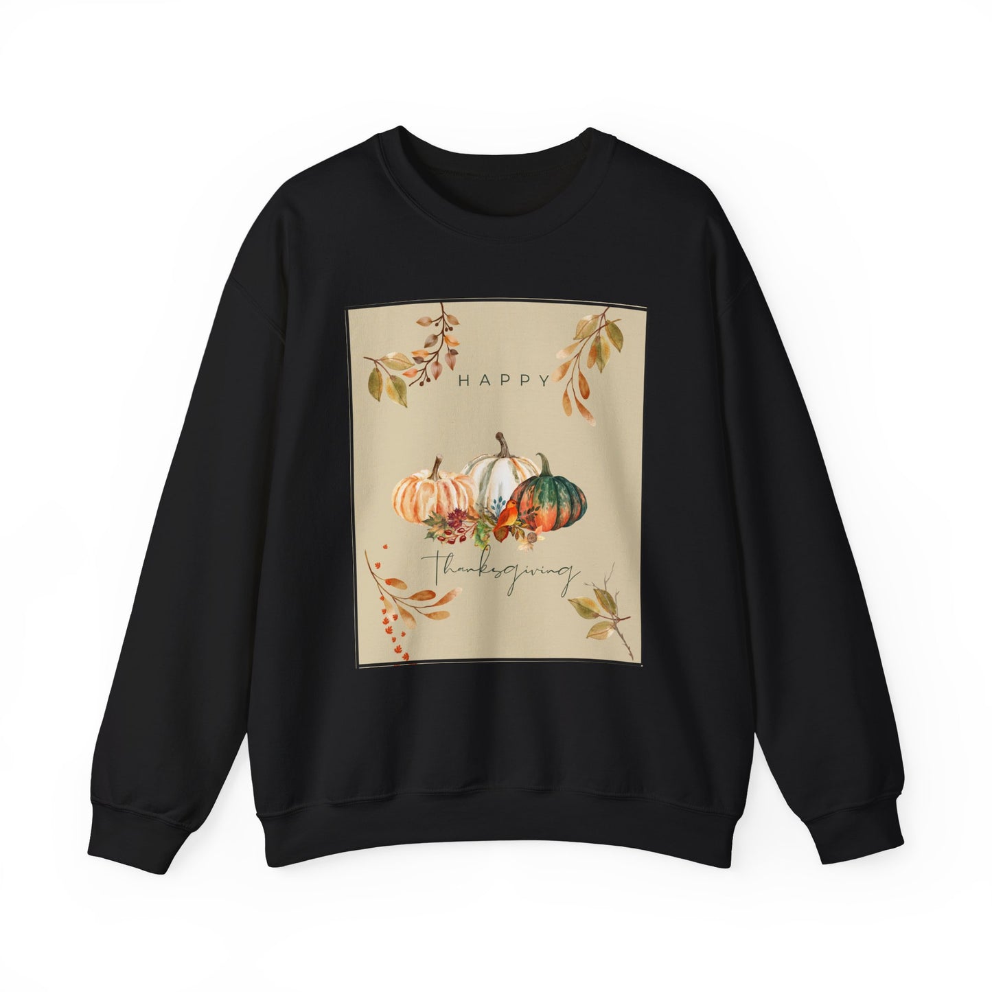 Happy Thanksgiving with Family in this Unisex Heavy Blend™ Crewneck Sweatshirt, stay cozy while you enjoy the day, printed in Canada