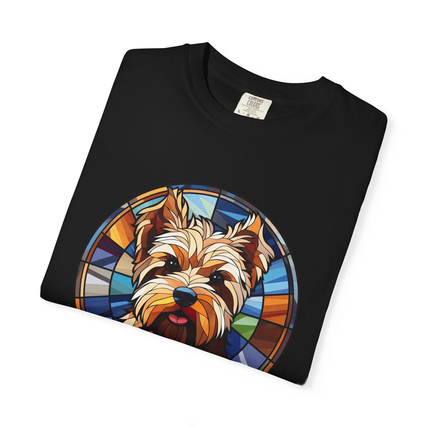 Dog Lover's Stained Glass T-Shirt, Unisex Terrier Tee, Animal Art Shirt, Gift for Dog Owners, Casual Wear, Biewer Terrier