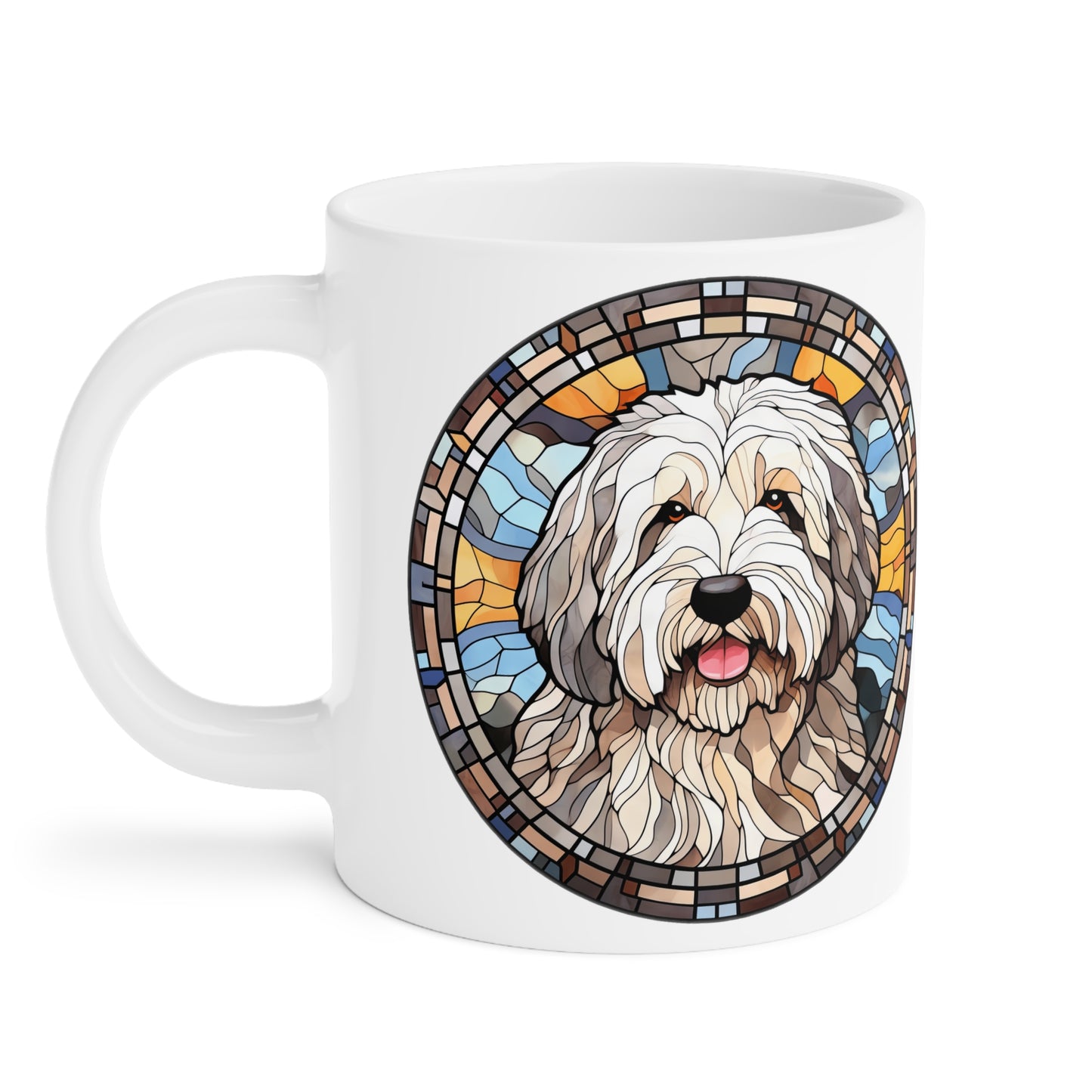 Old English Sheepdog Mug, Stained Glass Style, Pet Owner Gift, 20oz,  Sheepdog Gift Idea for Birthday Christmas Anytime Printed & Shipped in Canada