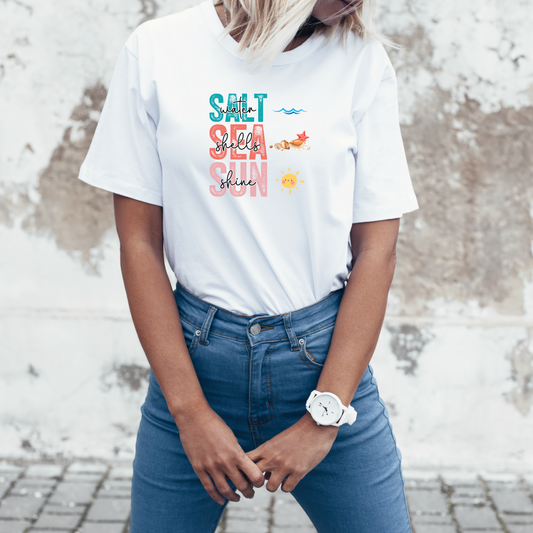 Sea Shells Tee Summer Fun T-shirt Casual shirt Gift for Friends Birthday Shower Gift School Relaxed