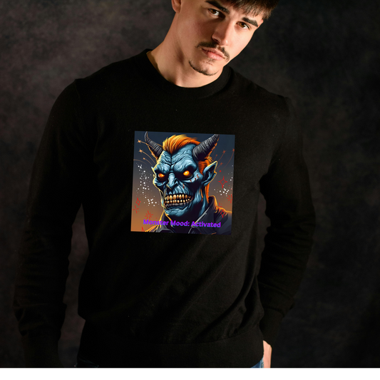 "Monster Mood: Activated" Sweatshirt for Spooky Nights, Crewneck Top, Graphic Sweatshirt, Halloween Apparel, Unique Gift Idea