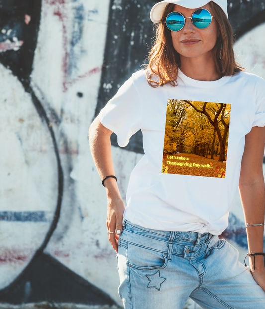 Comfortable Autumn Walk T-shirt, Family time t-shirt, Unisex Softstyle T-Shirt, Fall tee-shirt, Comfy Fall Shirt, Printed in Canada