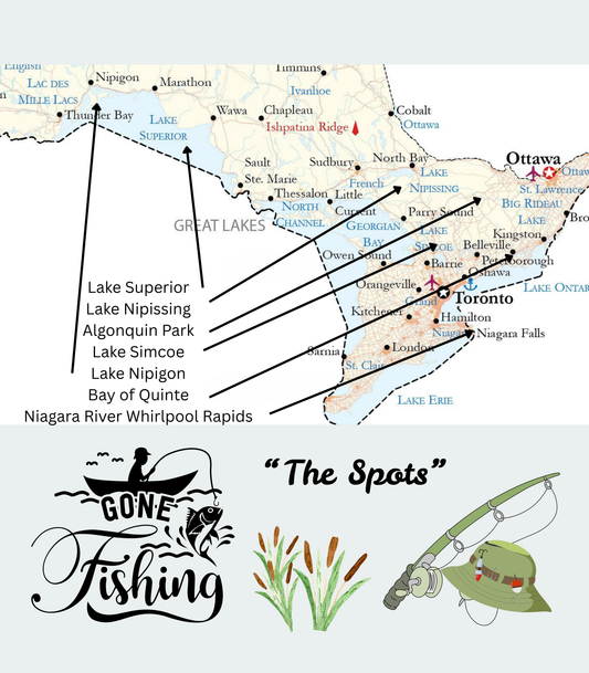 Mens Unisex Hvy  Sweatshirt, Best Fishing Map, Gift for Friends and Family, Super Birthday or Christmas Gift, Printed in Canada - Where the Fish Live!
