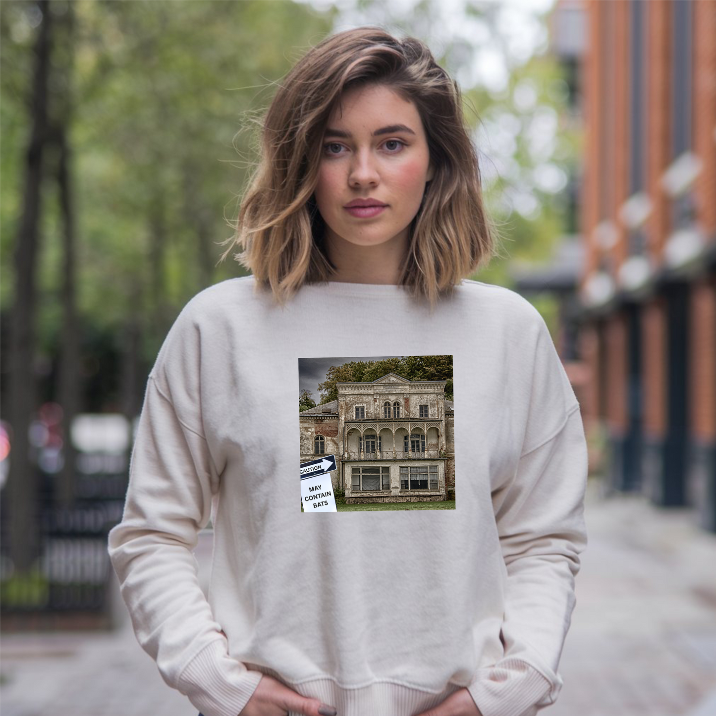Haunted House Sweatshirt Halloween gift for friends Cozy Sweatshirt, Unisex Vintage Style Sweatshirt subtle humour