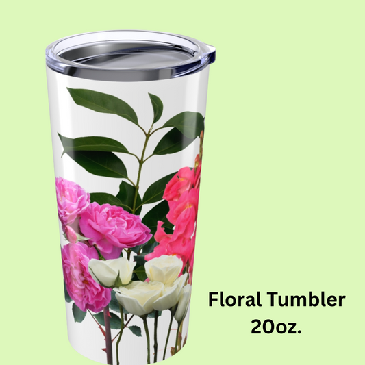 Floral Tumbler 20oz Insulated Drinkware Perfect for Gifts Unique Spring Floral Lovers Eco-Friendly Drink Your Water