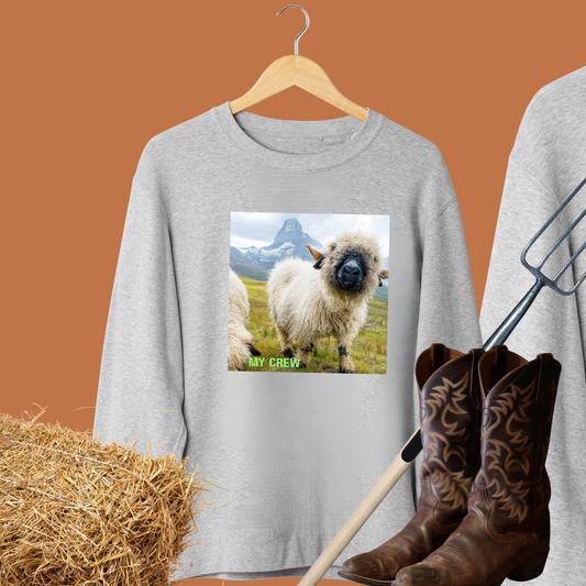 Cozy Sheep Graphic Sweatshirt, Animal Lover Gift, Casual Crewneck, Unique Fashion, Customizable Design