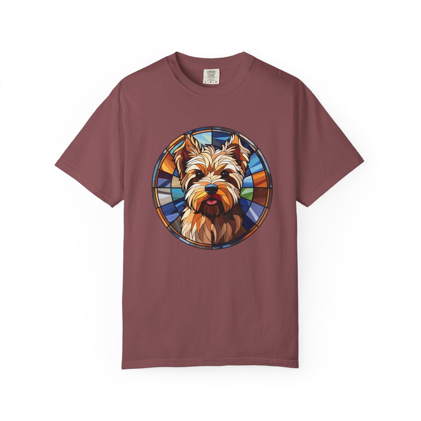 Dog Lover's Stained Glass T-Shirt, Unisex Terrier Tee, Animal Art Shirt, Gift for Dog Owners, Casual Wear, Biewer Terrier