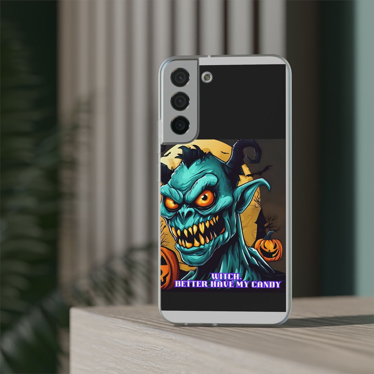 Halloween Monster Flexi Case - Fun Phone Cover, Witch Candy Design, Halloween Gift, Spooky Phone Accessory, Cute Monster Case