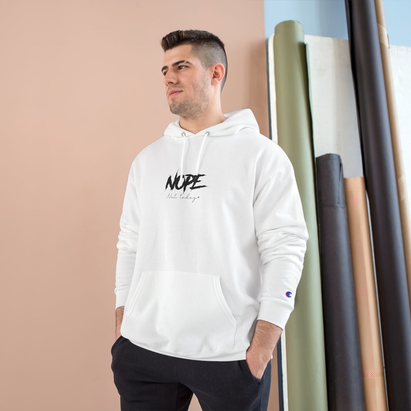 Stylish 'NOPE' Champion Hoodie, Trendy Sweatshirt for Casual Outfits, Perfect Gift for Friend, Birthday, Funny Clothing, Streetwear