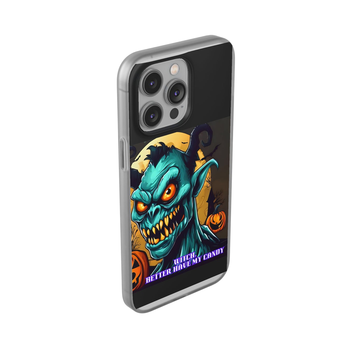 Halloween Monster Flexi Case - Fun Phone Cover, Witch Candy Design, Halloween Gift, Spooky Phone Accessory, Cute Monster Case